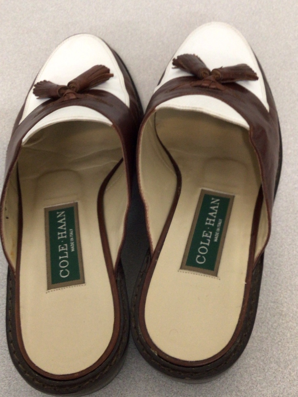 Cole Haan Brown and White Tassel Slip-On Loafers - Picture 4 of 10
